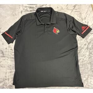 Louisville Cardinals Player Issue Adidas Climalite Polo Size XL Black/Red NCAA
